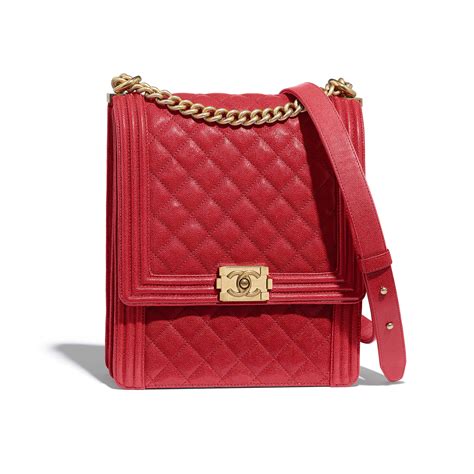 chanel le boy calfskin small red